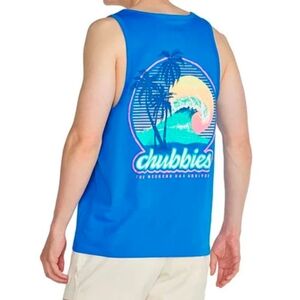 Chubbies Tank Top Mens XL The Weekend Has Arrived Blue Wave Print Sleeveless Gym